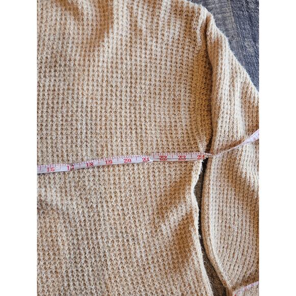 American eagle oversized waffle knit fuzzy sweater tan beige large - Picture 3 of 9